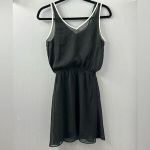 Express - Flowy Black Dress with white pipping on neck